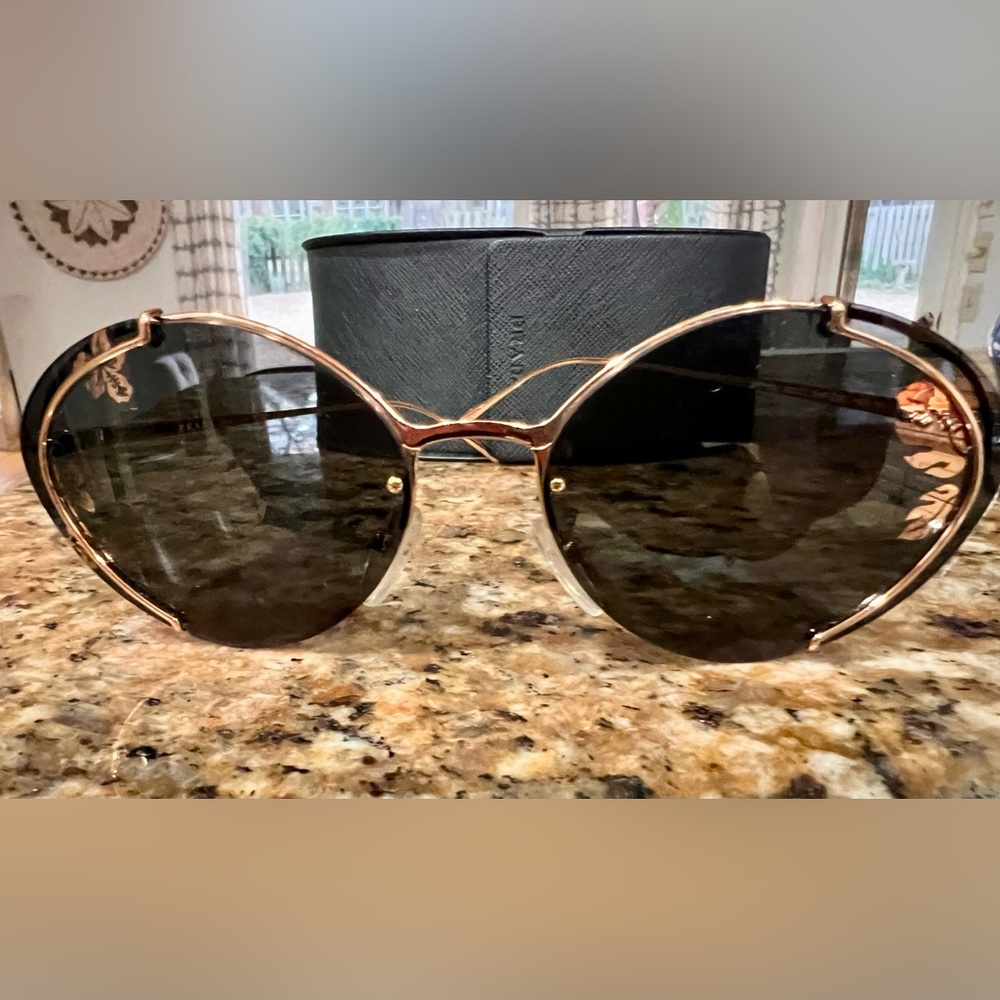 Prada Black Round Sunglasses with Gradient Lenses - Picture 4 of 6